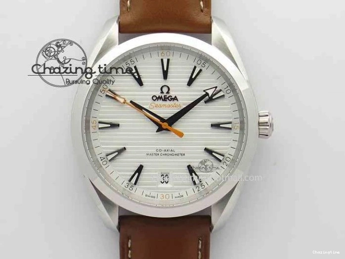 0717 Trendsetting 2017 Aqua Terra SS XF Best Edition White Textured Dial On Brown Leather Strap A 8161